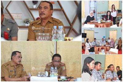 Pjs. Bupati Morut yang didampingi oleh Asisten III Setdakab Morut Irwan A. Ibon, Kepala Disnakertrans Morut Kartiyanis Lakawa, SE, dan Kasatpol PP Morut Buharman Lambuli S.Sos