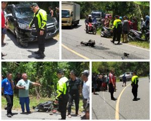 Polisi Datangi TKP Tabrakan Antara Yamaha Mio Vs Toyota Inova di Kecamatan Lobu