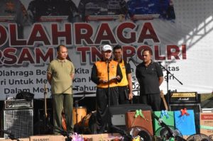 Olah Raga Bersama Hari Bhayangkara ke 77 Tahun 2023 di Korem 132 Tdl, Meningkatkan Soliditas Sinergitas TNI-Polri