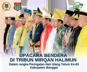 Ketua DPRD Banggai Bersama Anggota Serta Sekwan, Menghadiri Upacara Bendera HUT Ke-63 Kabupaten Banggai