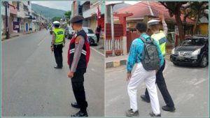 Ciptakan Kamseltibcar Lantas, Personel Polres Banggai Aktif Gelar Strong Point di Jalan