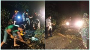 Kompak, TNI-Polri dan Masyarakat Berjibaku Bersihkan Material Longsor di Toili Jaya Banggai
