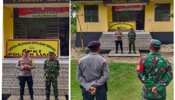 Apel Bersama Polsek dan Koramil Liang, Dalam Rangka Pengamanan Malam Tahun Baru 2024