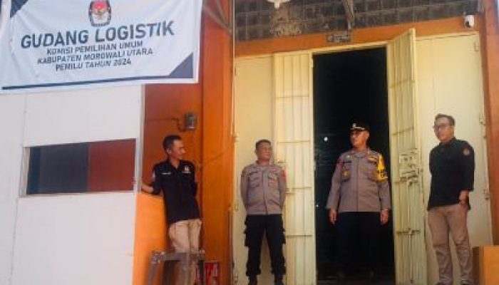 Kabagops Polres Morowali Utara, Cek Gudang Logistik KPU dan Berkoordinasi Dengan Bawaslu