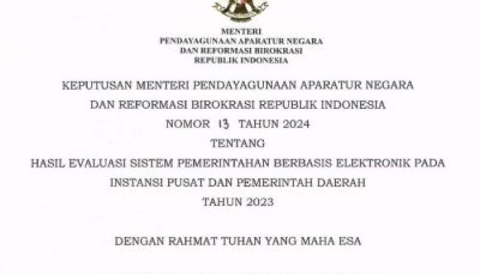 Pemkab Banggai Raih Nilai Indeks Tertinggi Se_Sulteng, Pada Hasil Evaluasi SPBE Oleh KemenPANRB RI