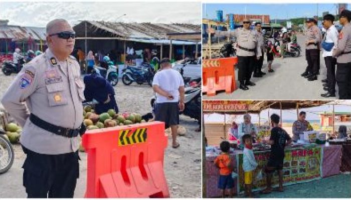 Polres Bangkep Melalui Kabag Binmas, Memantau Keamanan Pasar Ramadhan Pantai Indah Salakan