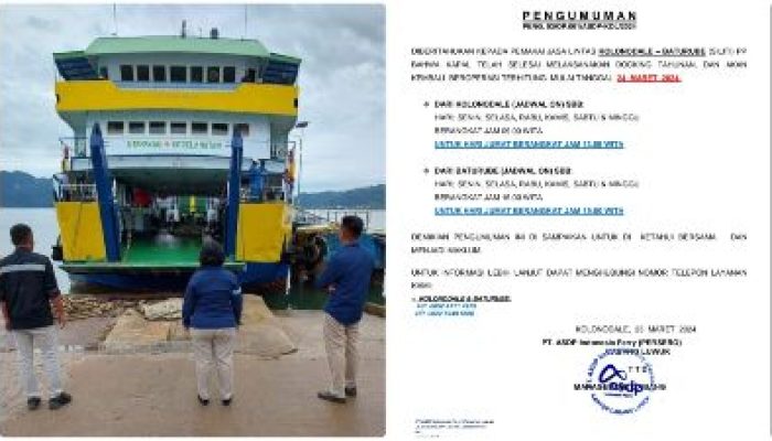 KMP. Dolosi Lintas Kolonodale-Baturube Siap Beroperasi Setelah Docking Tahunan, Inilah Jadwalnya