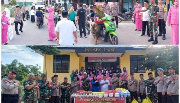 800 Paket Takjil Disalurkan Oleh Kapolsek Liang Bersama Camat, Danramil dan Kapus Saleati