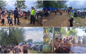 Polres Morowali Utara, Maksimalkan Pengamanan di Pantai Ungkea di Hari Kedua Lebaran