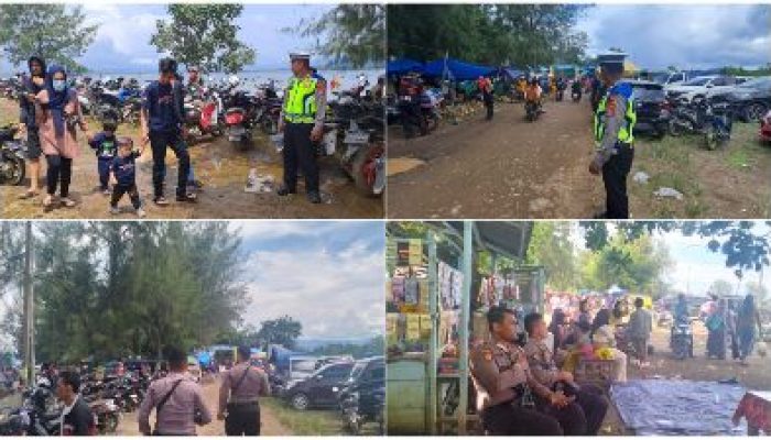 Polres Morowali Utara, Maksimalkan Pengamanan di Pantai Ungkea di Hari Kedua Lebaran