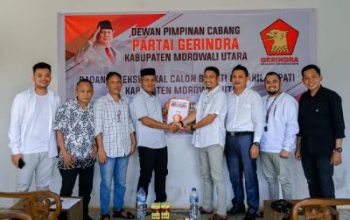 Pasangan Delis-Djira, Ambil Formulir Pendaftaran Cabup dan Cawabup Morut di Partai Gerindra