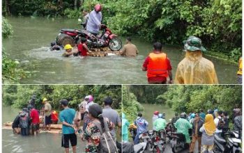 Desa Liang Diguyur Hujan, Jalur Trans Liang Salakan Lumpuh Total, Penyeberangan Naik Perahu