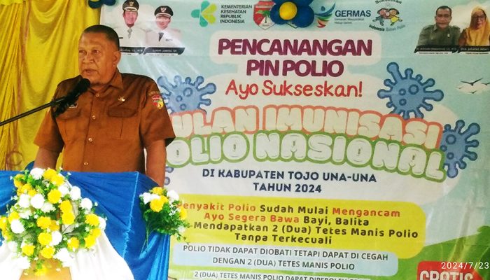 BUPATI MENCANANGKAN PIN POLIO NASIONAL SERENTAK KABUPATEN TOJO UNA-UNA 2024