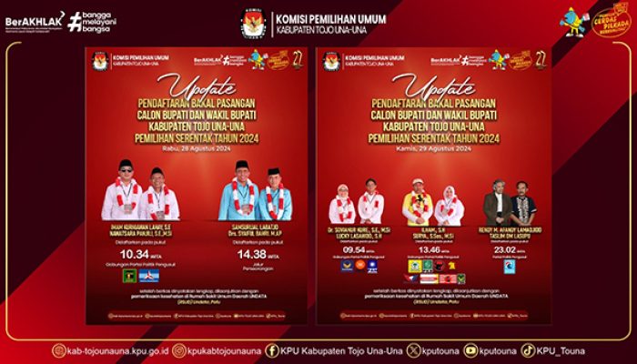 Pendaftaran Bakal Pasangan Calon Bupati dan Wakil Bupati Pilkada  Kabupaten Tojo Una-Una 2024