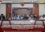 KPU TOJO UNA-UNA GELAR RAKOR PERSIAPAN PENGAMANAN PENDATARAN PASLON BUPATI DAN WAKIL BUPATI PILKADA TOJO UNA-UNA 2024