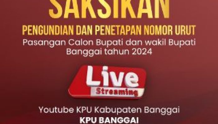 KPU Banggai Gelar Pengundian Nomor Urut Pasangan Calon Bupati dan Wakil Bupati, Cek Live Streamingnya