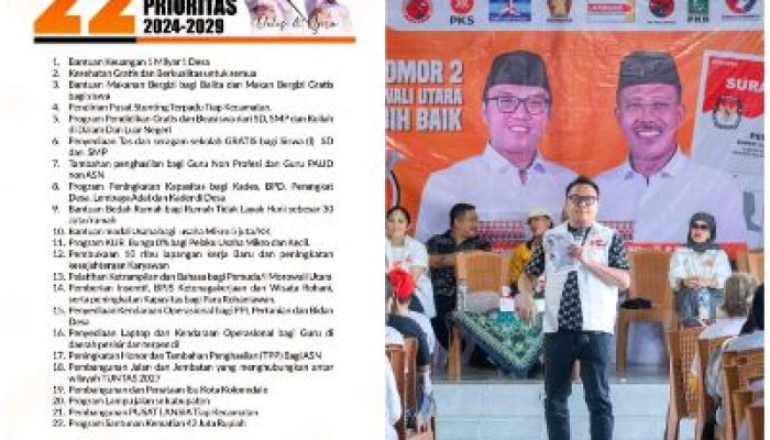 22 Program Prioritas Pasangan Delis-Djira, Sangat Dirindukan Masyarakat Morut