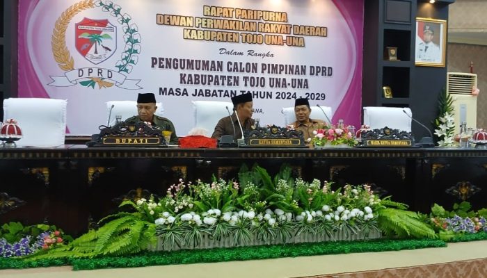 Bupati Hadiri Rapat Paripurna Pengumuman Calon Pimpinan Definitif DPRD Tojo Una-Una 2024-2029