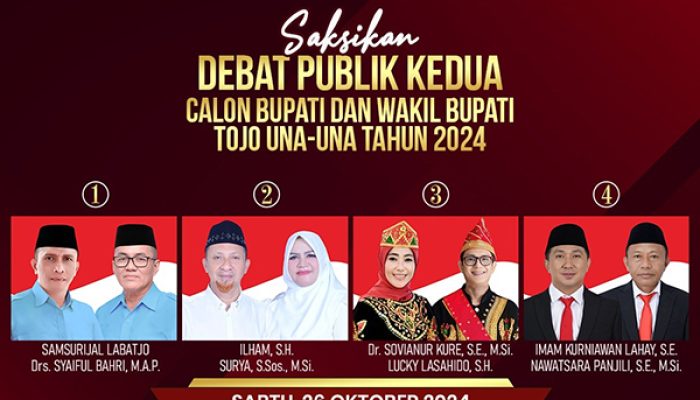 KPU TOJO UNA-UNA AKAN GELAR DEBAT KEDUA KANDIDAT PASANGAN CALON BUPATI DAN WAKIL BUPATI