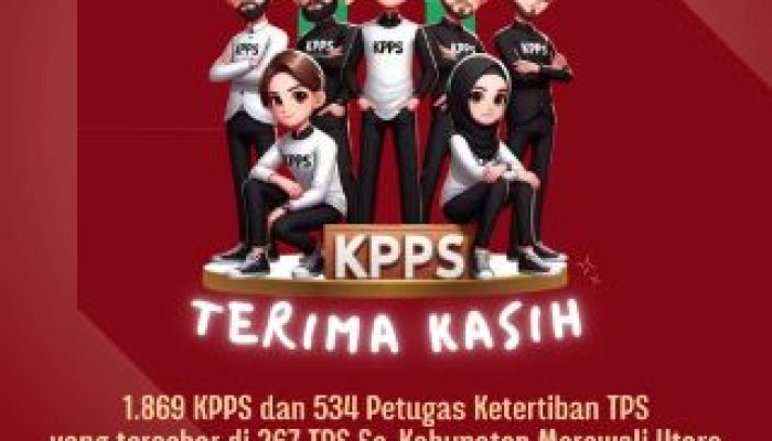 KPU Morowali Utara, Apresiasi Kerja Keras 1.869 Anggota KPPS dan 534 Petugas TPS Pada Pemilihan Serentak 2024