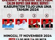 Debat Publik ke 3 Paslon Bupati dan Wakil Bupati Tojo Una-Una Pilkada 2024