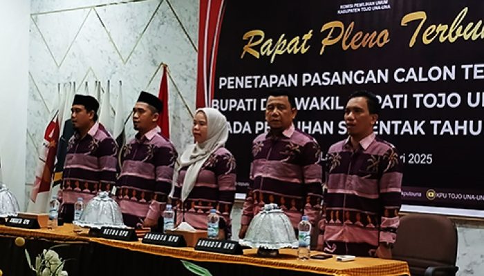 KPU Menetapkan Bupati dan Wakil Bupati Kabupaten Tojo Una Pada Rapat Pleno Terbuka