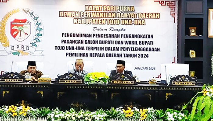 DPRD Tojo Una Una Menggelar Rapat Paripurna Penetapan Paslon Bupati Dan Wakil Bupati Terpilih