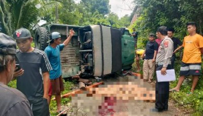 Tragedi Rem Blong di Jalan Kantong Produksi Kampung Sembilan, Menewaskan Pengemudi Hartop
