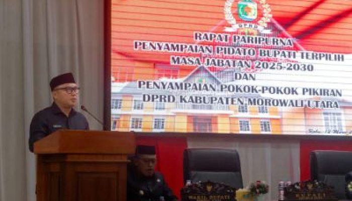 Delis J. Hehi Sampaikan Pidato Bupati Terpilih di Depan Anggota DPRD Morut