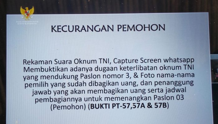 Mencuat Dalam Sidang Mahkamah Konstitusi, Dugaan Netralitas Oknum Danramil Toili Saat PSU 5 April Dukung Paslon 03