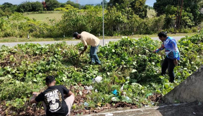 Kerja Bakti Bersihkan Gedung Graha Pemuda, Karang Taruna Salakan dan KNPI Bangkep Gelar Aksi Jumat Bersih