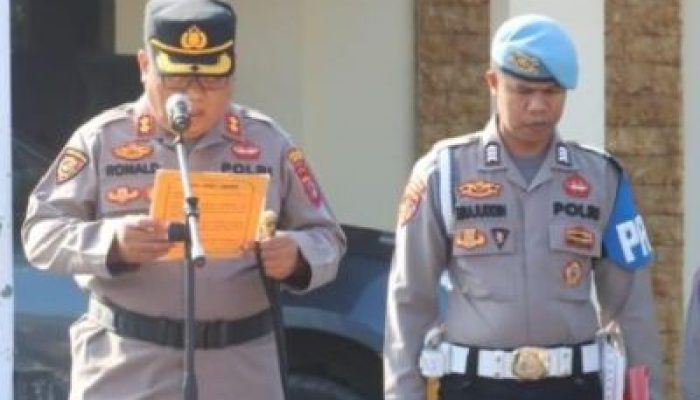 Apel Perdana Kapolres Bangkep AKBP Ronaldus Karurukan, Tekankan Disiplin Anggota Dalam Menjalankan Tugas