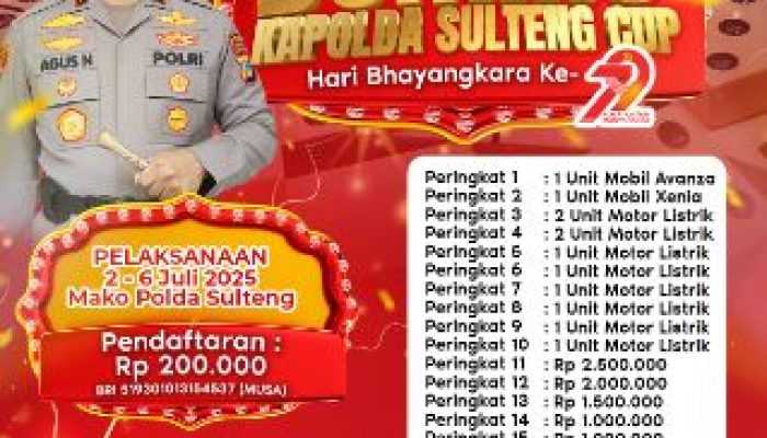 Open Tournament Domino Kapolda Sulteng Cup Hari Bhayangkara Ke-79, Berhadiah 2 Mobil MPV