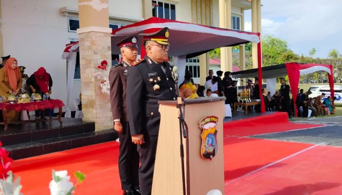 HUT Bhayangkara ke-79, Polres Bangkep Gelar Upacara di Halaman Kantor Bupati Sebagai Wujud Sinergitas Dengan Pemda