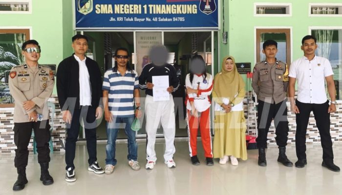 Bhabinkamtibmas dan Anggota Reserse Lakukan Restorative Justice, Atas Kasus Pemukulan Guru Terhadap Murid Saat Apel Pagi