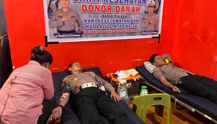 Hut Lalu Lintas Bhayangkara ke-70, Satlantas Polres Morowali Utara Gelar Donor Darah