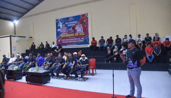 Rangkaian Hari Bhayangkara ke-80, Kapolres Morowali Utara Rssmi Buka Open Tournament Badminton Bhayangkara Cup 2026