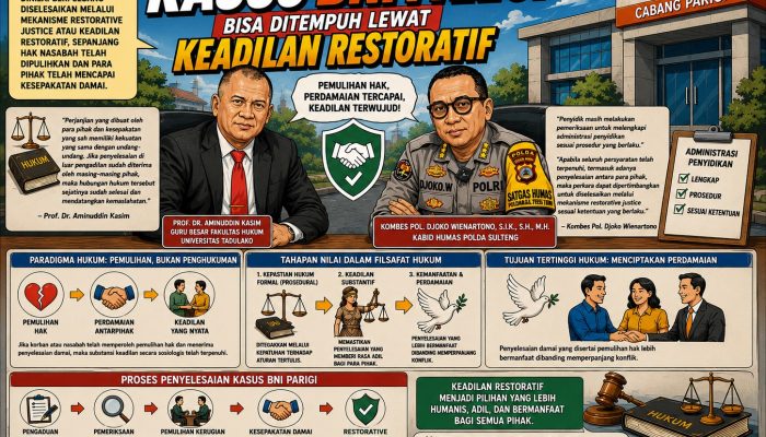 Guru Besar Hukum Untad: Kasus BNI Parigi Moutong Bisa Ditempuh Lewat Keadilan Restoratif