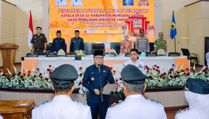 36 Kades Terpilih Resmi Dilantik, Bupati Morut: Tugas Kepala Desa Membangun Seluruh Masyarakat Tanpa Melihat Perbedaan Saat Pilkades