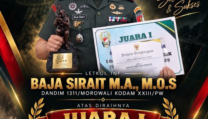 TMMD ke-129 Kodim 1311/Morowali Raih Juara I Lomba Karya Jurnalistik TMMD ke-129 TA 2026, Kategori Dansatgas Terbaik