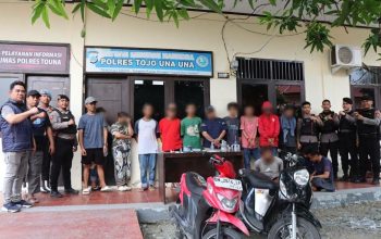 Sinergi Polres Tojo Una Una  dan BNN, 14 Orang Diamankan di Sarang Narkoba Ratolindo beserta Paket Sabu dan Samurai